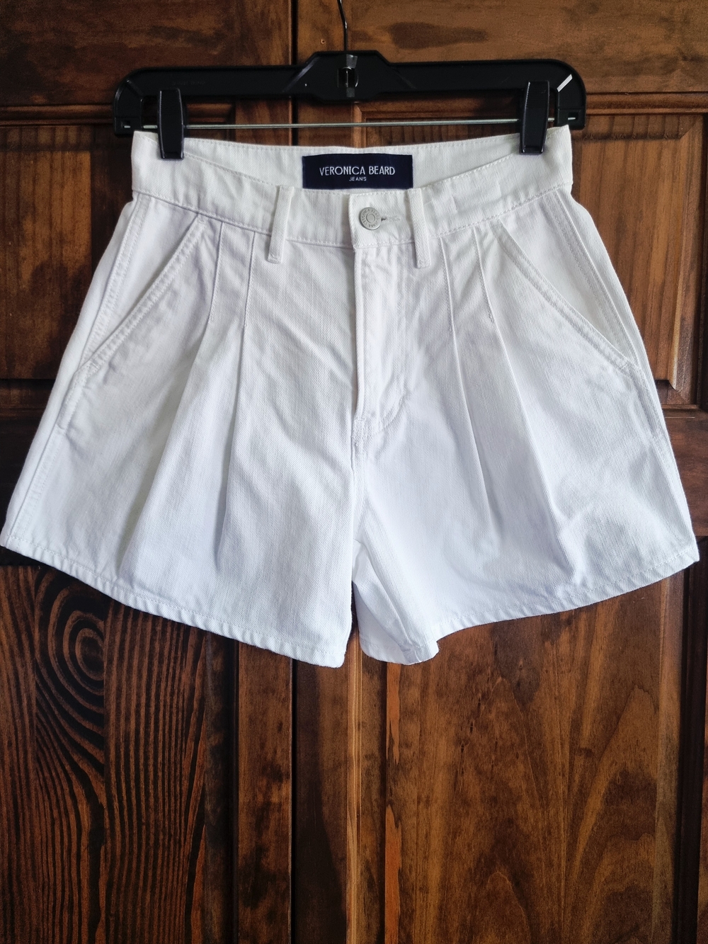 Veronica Beard Bright White High-Waist Pleated Shorts